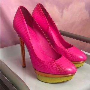 Brian Atwood hot pink heels!! Size 8